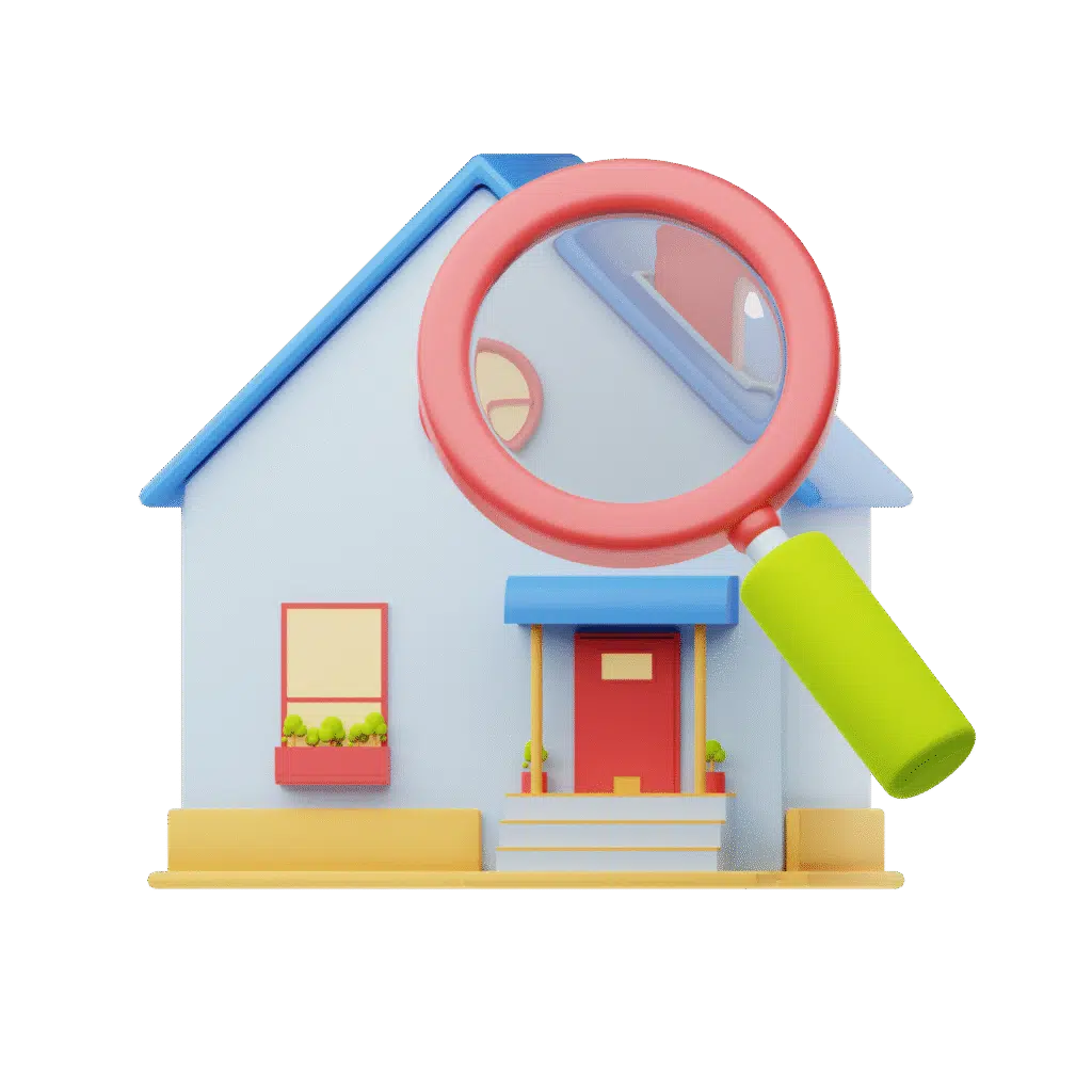 House with a magnifying glass icon