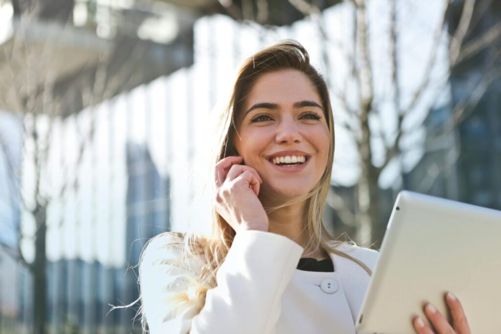 A woman on the phone in Pinellas County
