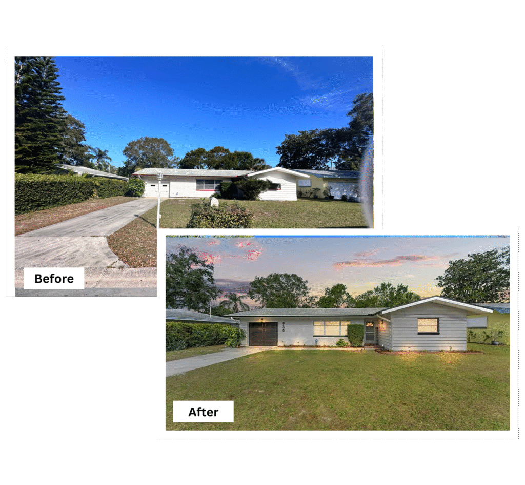 Clearwater 16 Before and after of a property we bought fast in Clearwater