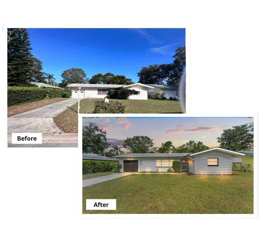 Before and after of a property we bought fast in Clearwater